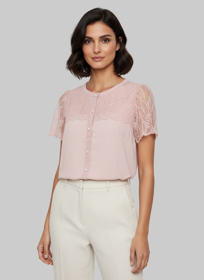 Blusa Romántica de Encaje Floral