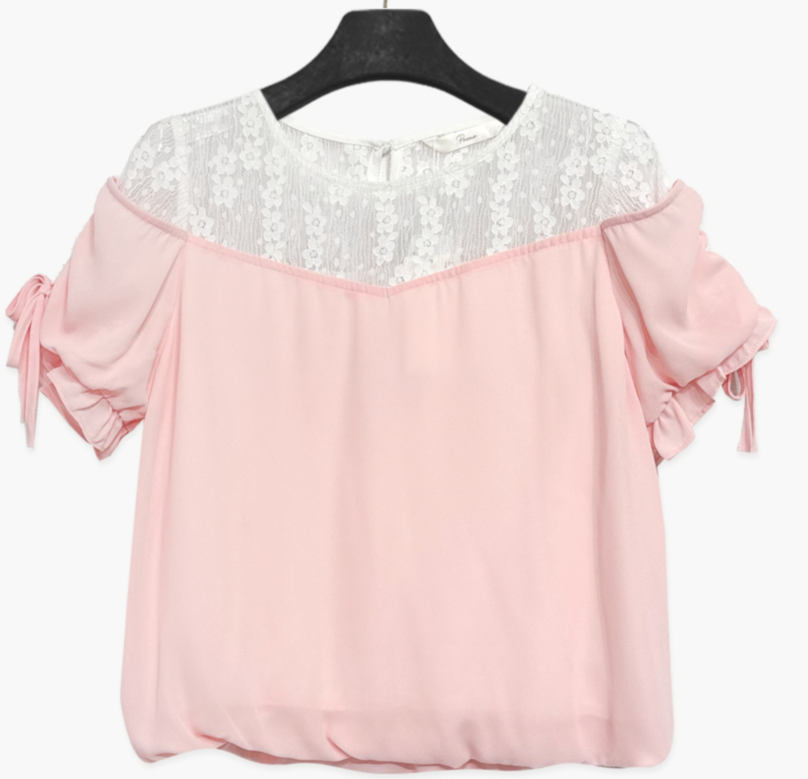 Blouse rose poudré avec dentelle – Édition limitée