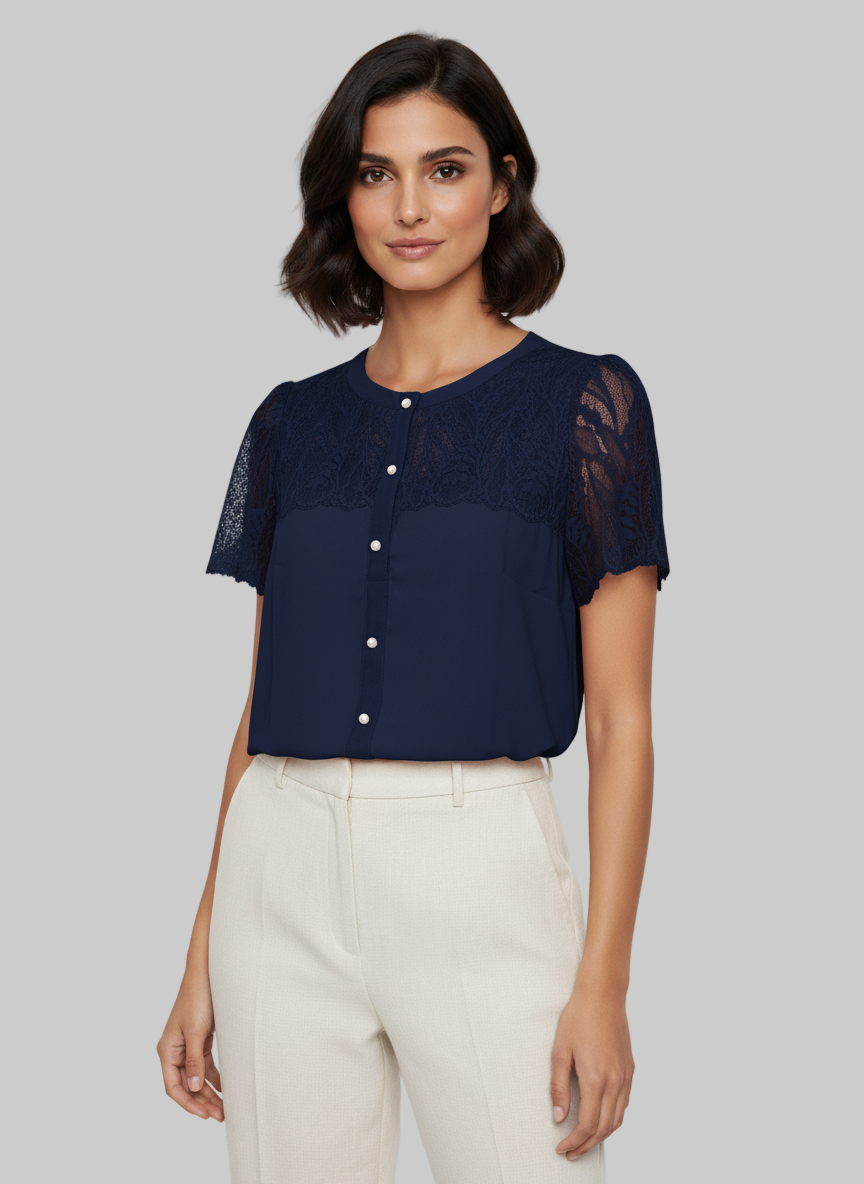 Blusa Romántica de Encaje Floral