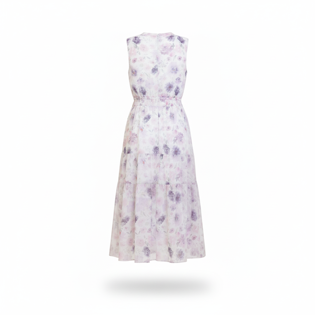 Robe Maxi Florale Sans Manches avec Ceinture