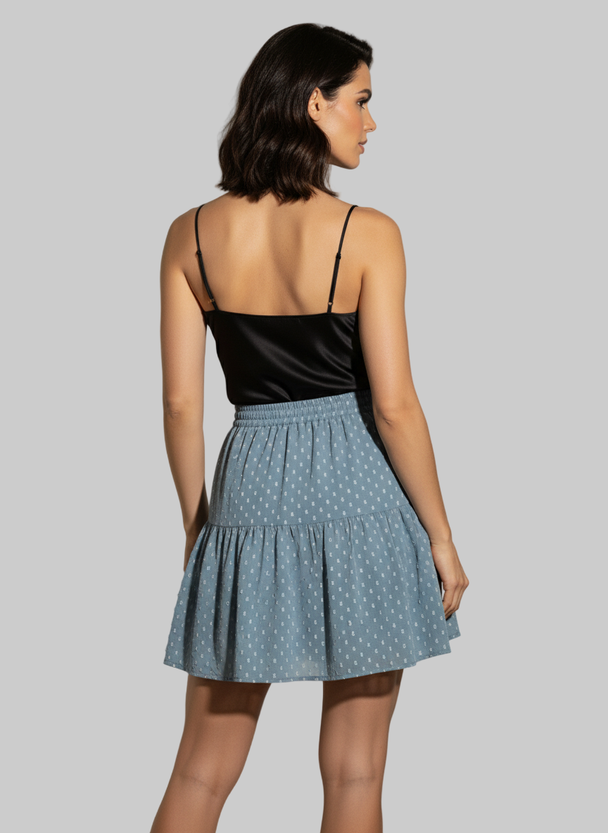 Skort Ligero con Interior de Algodón | Mini Falda de Lunares con Elástico y Lazo Decorativo