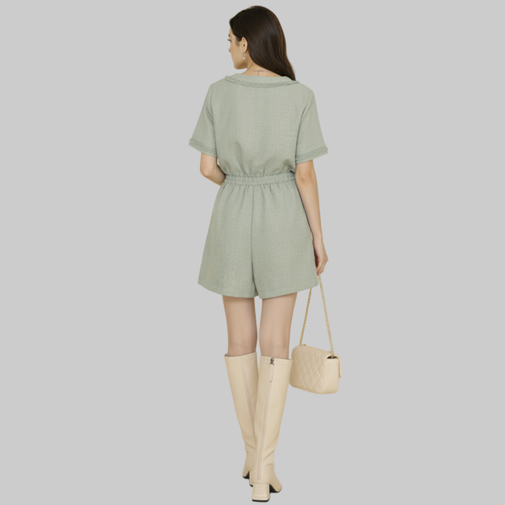 Combinaison courte élégante vert sauge