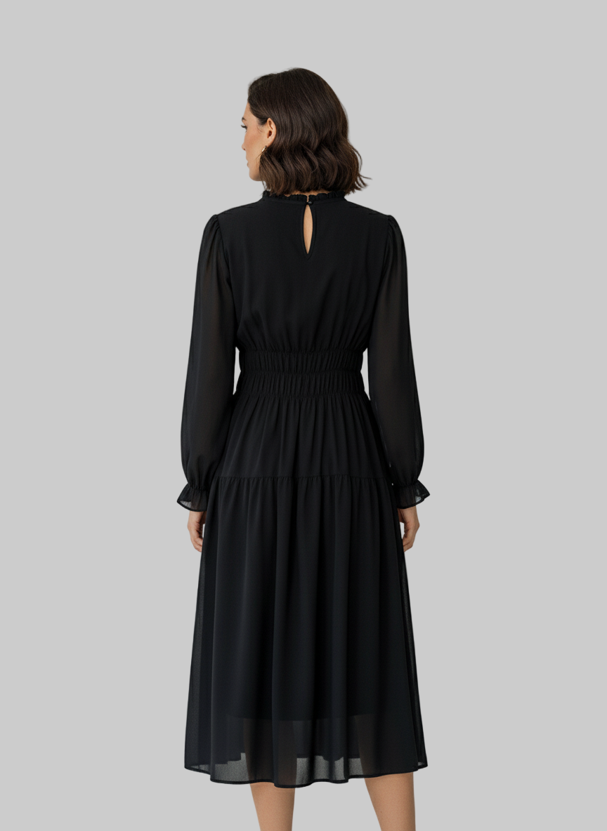 Vestido Midi Negro Sofisticado: La Esencia de la Elegancia